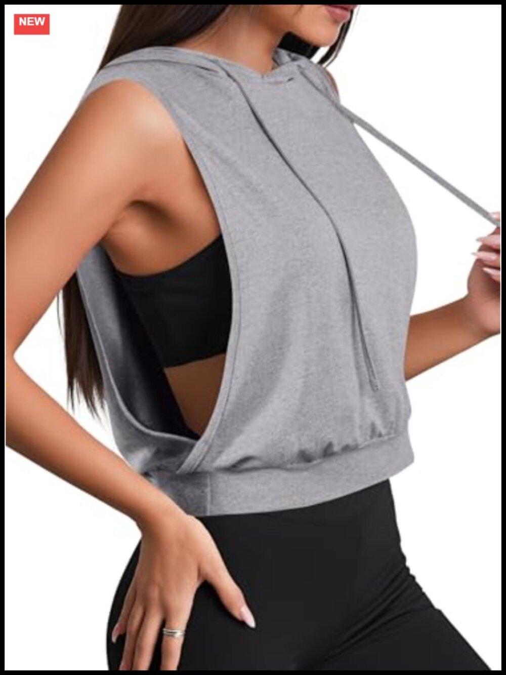 Sleeveless Hoodie Crop Top Workout Gym Hooded Tank